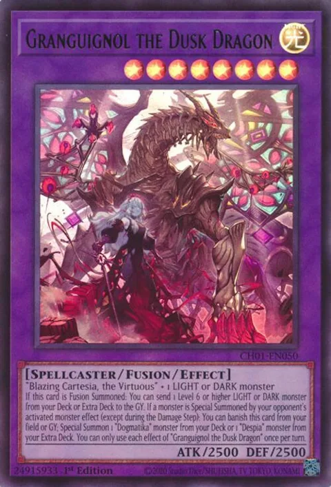 Granguignol the Dusk Dragon CH01-EN050 Yu-Gi-Oh card from THE CHRONICLES DECK: The Fallen & The Virtuous (All-Foil Edition)
