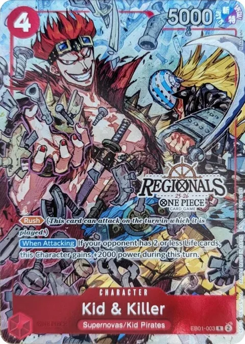 Kid & Killer CS 25-26 Regionals Textured Chase Promo EB01-003 One Piece card from One Piece Promotion Cards