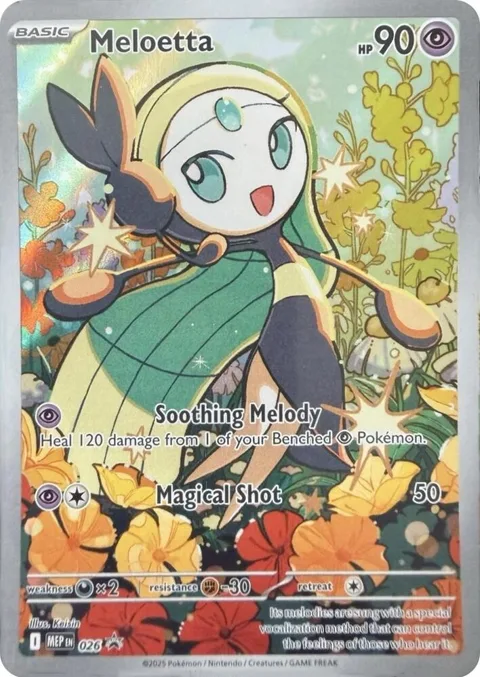 Meloetta #026 Holofoil Pokémon card from Mega Evolution Promo