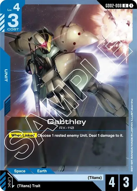 Gabthley GD02-008 Gundam card from Dual Impact