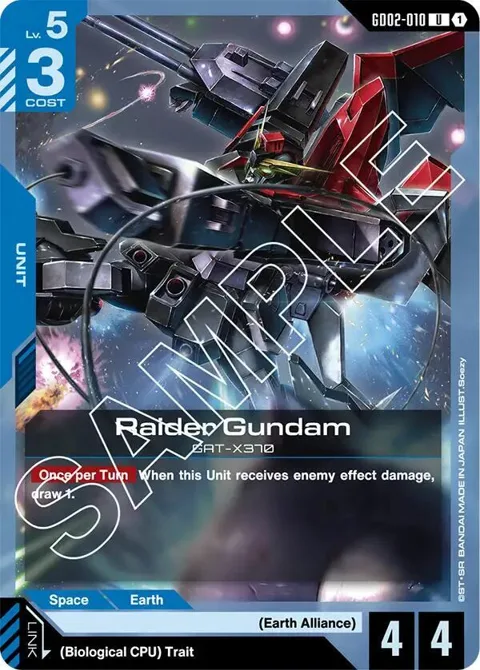 Raider Gundam GD02-010 Gundam card from Dual Impact