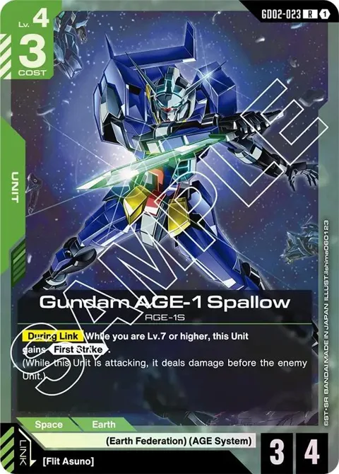 Gundam AGE-1 Spallow GD02-023 Gundam card from Dual Impact
