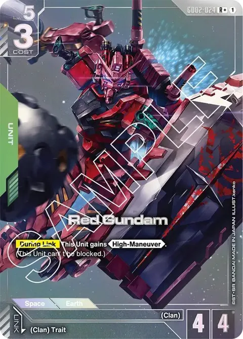 Red Gundam R+ GD02-024 Gundam card from Dual Impact