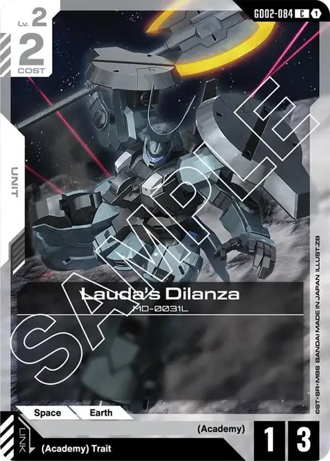 Lauda's Dilanza GD02-084 Gundam card from Dual Impact