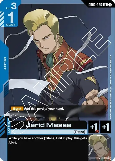 Jerid Messa GD02-086 Gundam card from Dual Impact