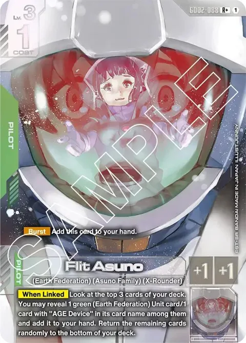 Flit Asuno R+ GD02-088 Gundam card from Dual Impact