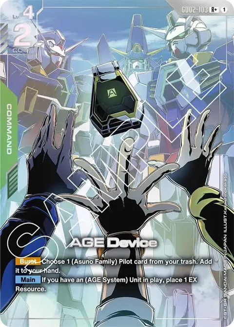 AGE Device R+ GD02-103 Gundam card from Dual Impact