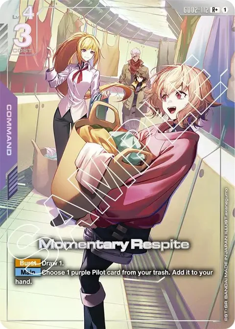 Momentary Respite R+ GD02-112 Gundam card from Dual Impact