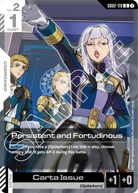 Persistent and Fortudinous GD02-119 Gundam card from Dual Impact