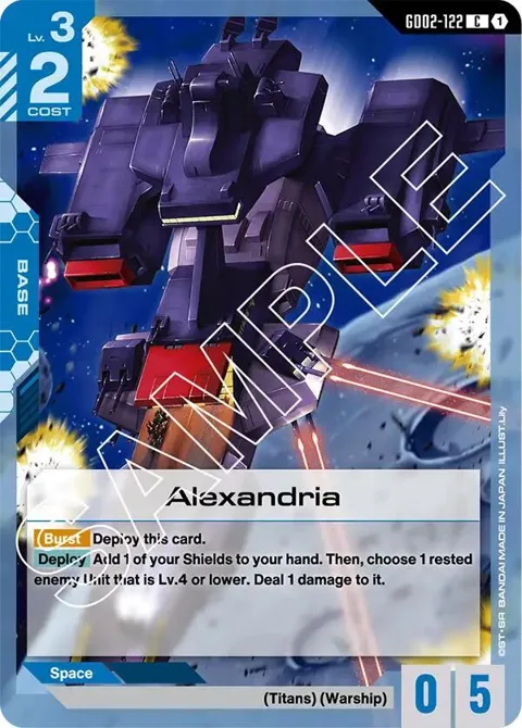 Alexandria GD02-122 Gundam card from Dual Impact