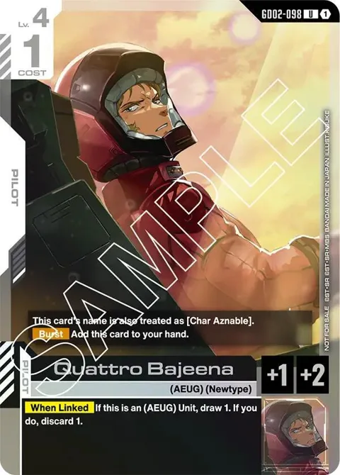 Quattro Bajeena Store Tournament Participant Pack 02 GD02-098 Gundam card from Gundam Promotional Cards