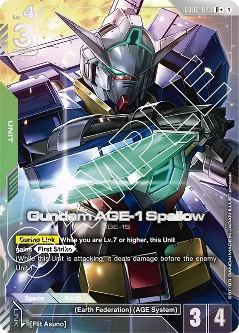 Gundam AGE-1 Spallow R+ GD02-023 Gundam card from Dual Impact