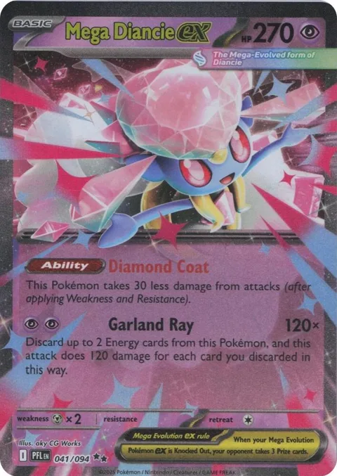 Mega Diancie ex #041/094 Holofoil Pokémon card from Phantasmal Flames