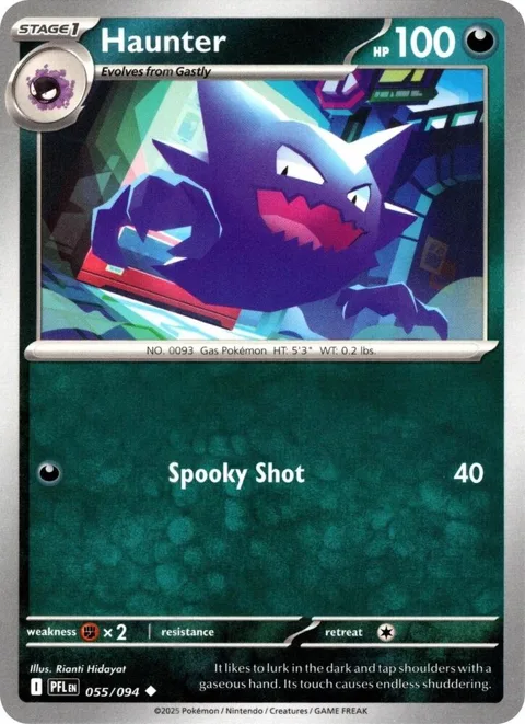Haunter #055/094 Reverse Holofoil Pokémon card from Phantasmal Flames