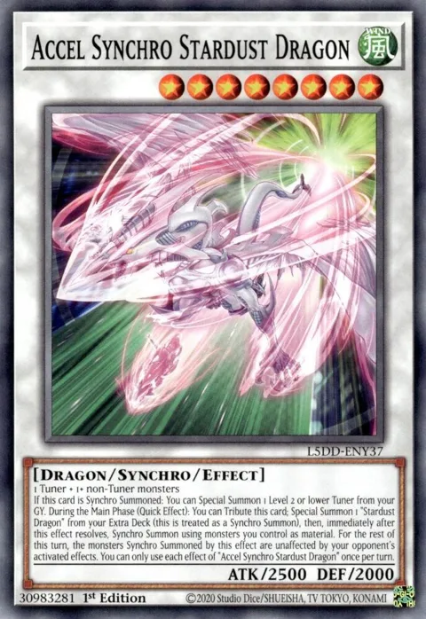 Accel Synchro Stardust Dragon L5DD-ENY37 Yu-Gi-Oh card from Legendary 5D's Decks