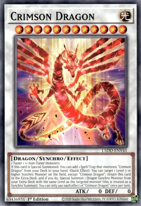 Crimson Dragon L5DD-ENY41 Yu-Gi-Oh card from Legendary 5D's Decks