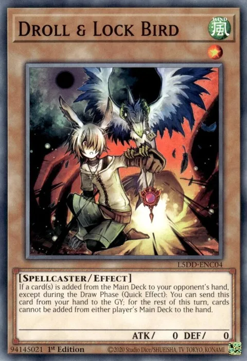 Droll & Lock Bird L5DD-ENC04 Yu-Gi-Oh card from Legendary 5D's Decks