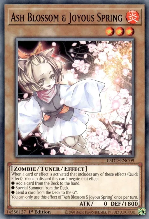 Ash Blossom & Joyous Spring L5DD-ENC09 Yu-Gi-Oh card from Legendary 5D's Decks