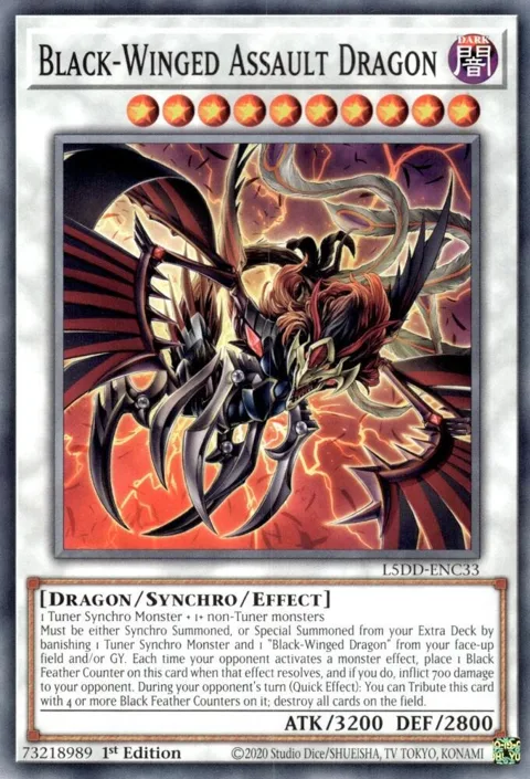 Black-Winged Assault Dragon L5DD-ENC33 Yu-Gi-Oh card from Legendary 5D's Decks