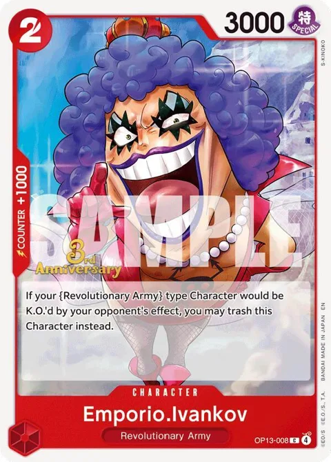 Emporio.Ivankov OP13-008 Tournament One Piece card from Carrying On His Will: 3rd Anniversary Tournament Cards