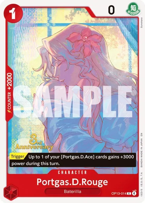 Portgas.D.Rouge OP13-014 Tournament One Piece card from Carrying On His Will: 3rd Anniversary Tournament Cards
