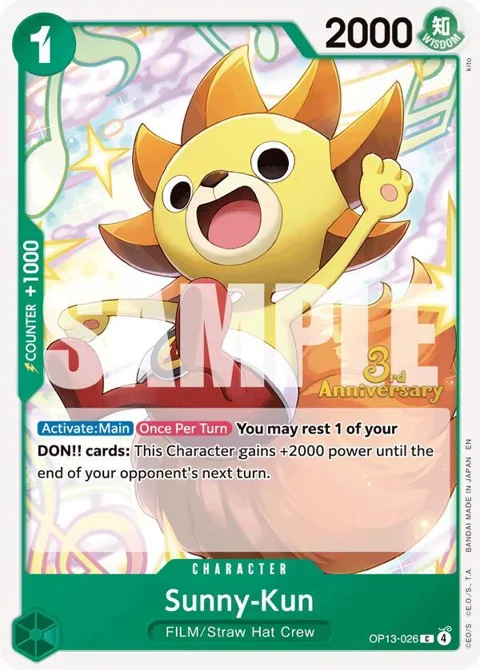 Sunny-Kun OP13-026 Tournament One Piece card from Carrying On His Will: 3rd Anniversary Tournament Cards