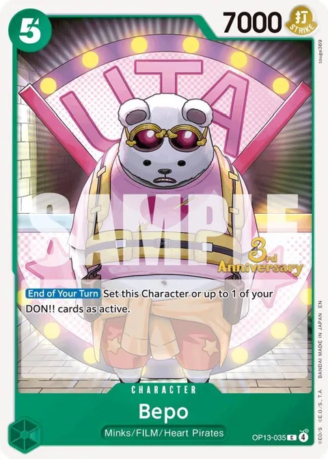 Bepo OP13-035 Tournament One Piece card from Carrying On His Will: 3rd Anniversary Tournament Cards