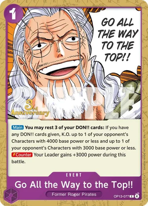 Go All the Way to the Top!! OP13-077 Tournament One Piece card from Carrying On His Will: 3rd Anniversary Tournament Cards