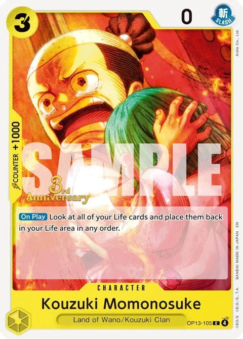 Kouzuki Momonosuke OP13-105 Tournament One Piece card from Carrying On His Will: 3rd Anniversary Tournament Cards