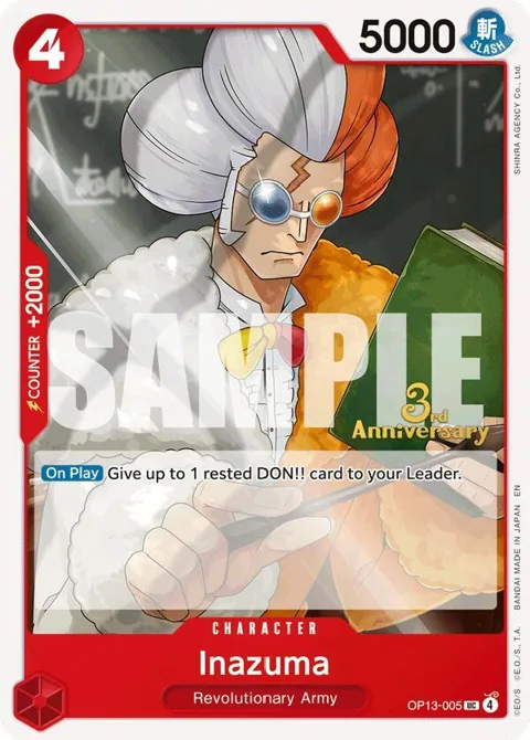 Inazuma OP13-005 Tournament One Piece card from Carrying On His Will: 3rd Anniversary Tournament Cards