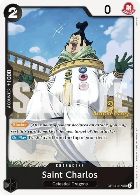 Saint Charlos OP13-087 Tournament One Piece card from Carrying On His Will: 3rd Anniversary Tournament Cards