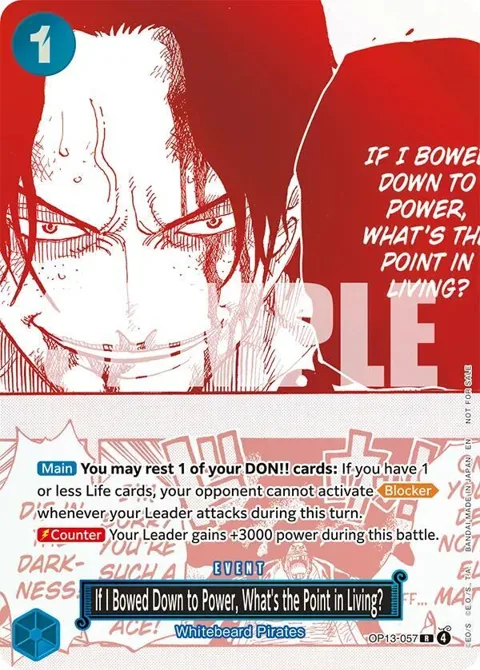 If I Bowed Down to Power, What's the Point in Living? 3rd Anniversary Treasure Campaign Pack OP13-057 One Piece card from One Piece Promotion Cards