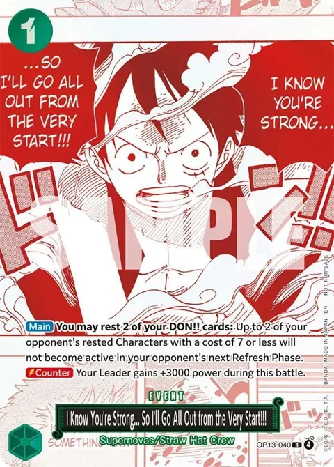I Know You're Strong... So I'll Go All Out from the Very Start!!! 3rd Anniversary Treasure Campaign Pack OP13-040 One Piece card from One Piece Promotion Cards