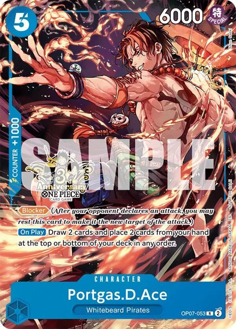 Portgas.D.Ace 3rd Anniversary Tournament 3 Brothers Pack OP07-053 One Piece card from Carrying On His Will: 3rd Anniversary Tournament Cards