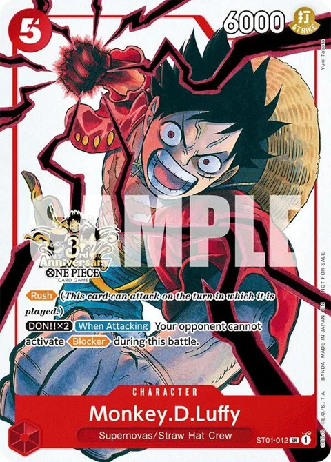 Monkey.D.Luffy 3rd Anniversary Tournament 3 Brothers Pack ST01-012 One Piece card from Carrying On His Will: 3rd Anniversary Tournament Cards
