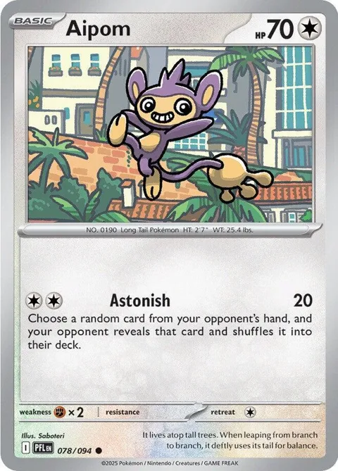 Aipom #078/094 Reverse Holofoil Pokémon card from Phantasmal Flames