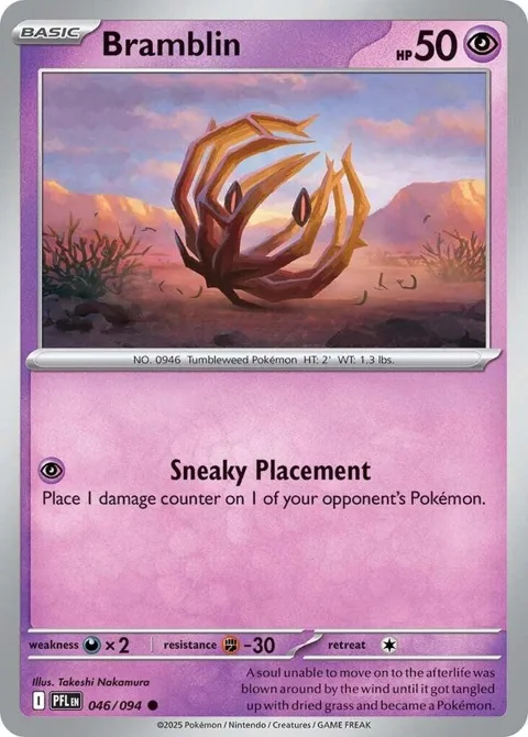 Bramblin #046/094 Reverse Holofoil Pokémon card from Phantasmal Flames