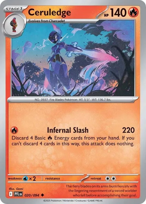 Ceruledge #020/094 Reverse Holofoil Pokémon card from Phantasmal Flames