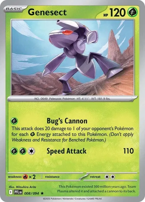Genesect #008/094 Reverse Holofoil Pokémon card from Phantasmal Flames