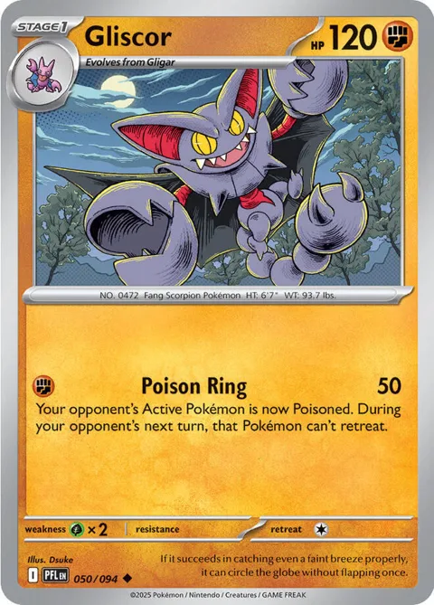 Gliscor #050/094 Reverse Holofoil Pokémon card from Phantasmal Flames