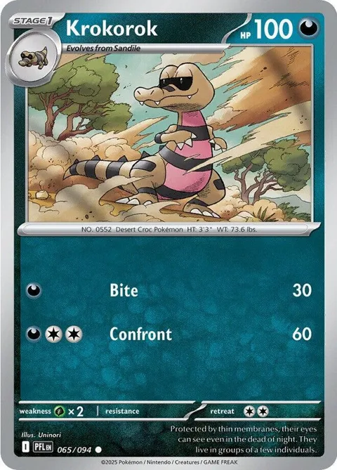 Krokorok #065/094 Reverse Holofoil Pokémon card from Phantasmal Flames