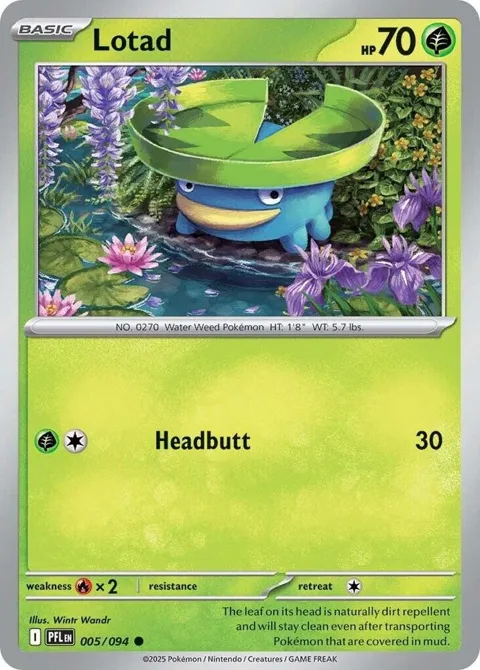Lotad #005/094 Reverse Holofoil Pokémon card from Phantasmal Flames