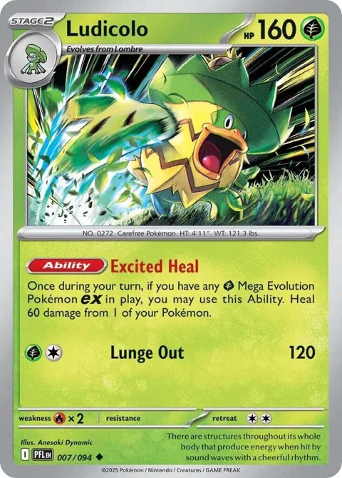Ludicolo #007/094 Reverse Holofoil Pokémon card from Phantasmal Flames