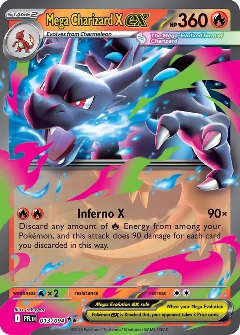 Mega Charizard X ex #013/094 Holofoil Pokémon card from Phantasmal Flames