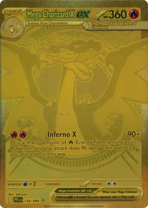 Mega Charizard X ex #130/094 Holofoil Pokémon card from Phantasmal Flames