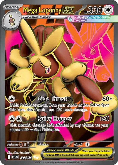 Mega Lopunny ex #115/094 Holofoil Pokémon card from Phantasmal Flames