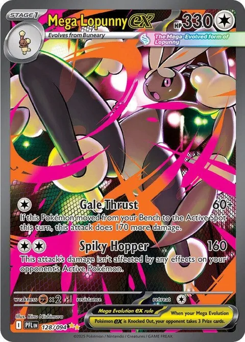 Mega Lopunny ex #128/094 Holofoil Pokémon card from Phantasmal Flames