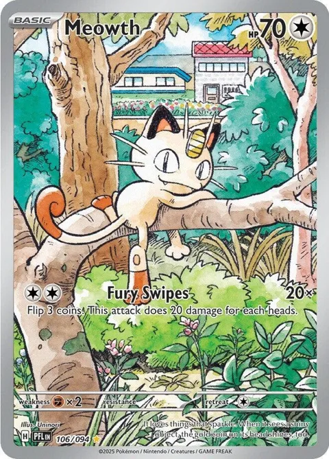 Meowth #106/094 Holofoil Pokémon card from Phantasmal Flames