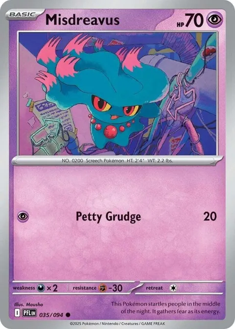 Misdreavus #035/094 Reverse Holofoil Pokémon card from Phantasmal Flames