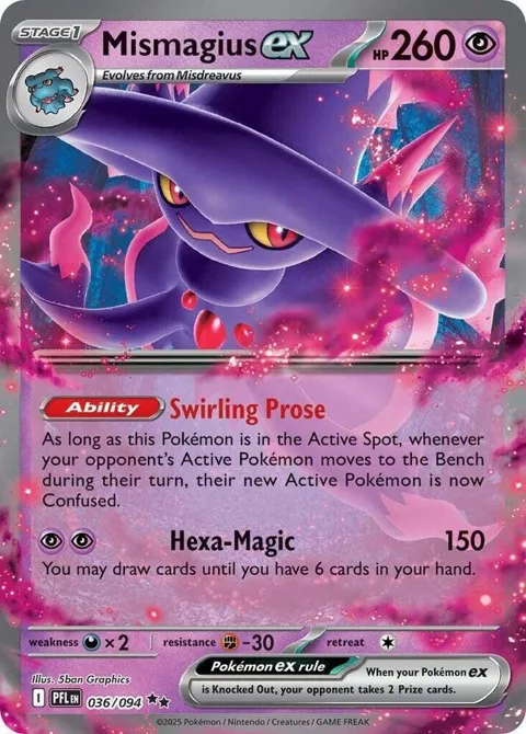 Mismagius ex #036/094 Holofoil Pokémon card from Phantasmal Flames